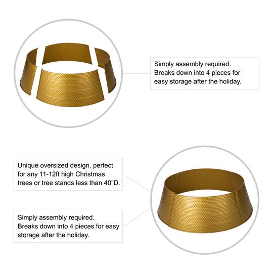 Glitzhome® 40.5" Christmas Gold Hammered Metal Tree Collar
